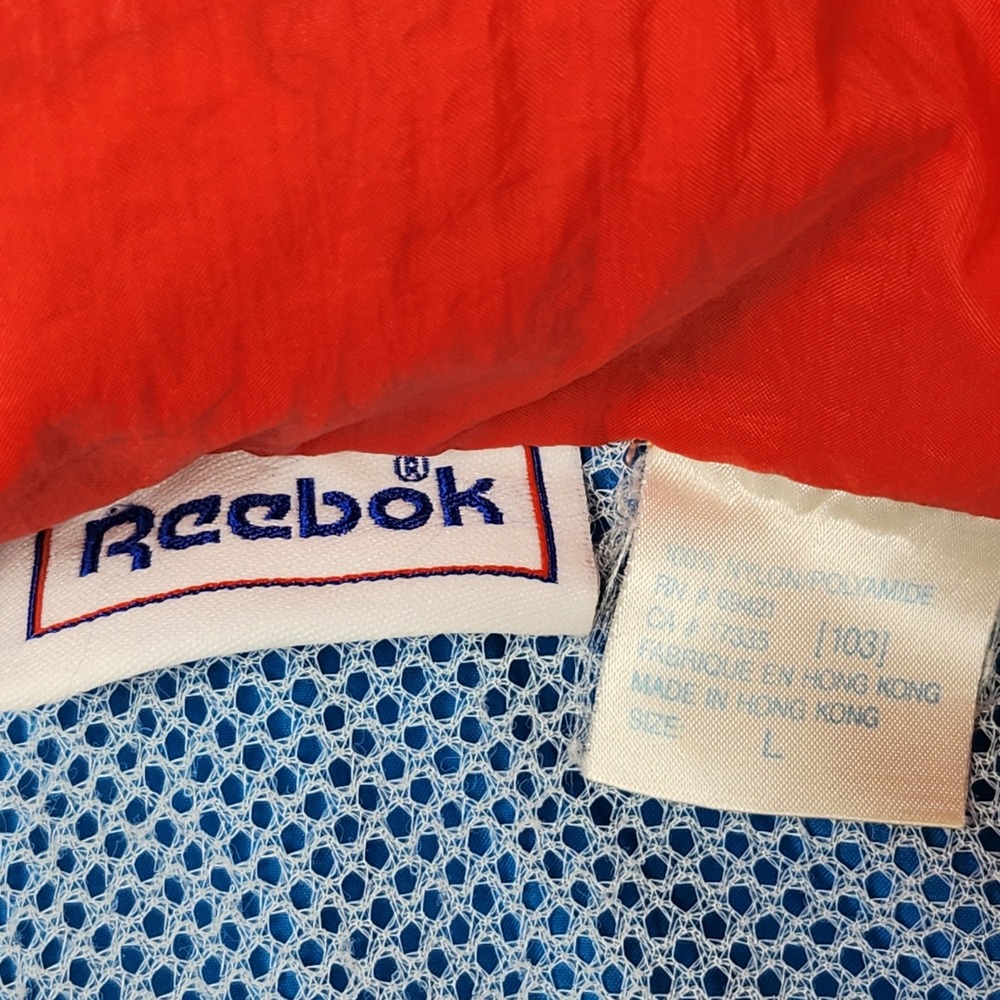 Vintage Reebok Windbreaker Jacket Full Zip Blue Orange L Womens Lightweight - Picture 5 of 10